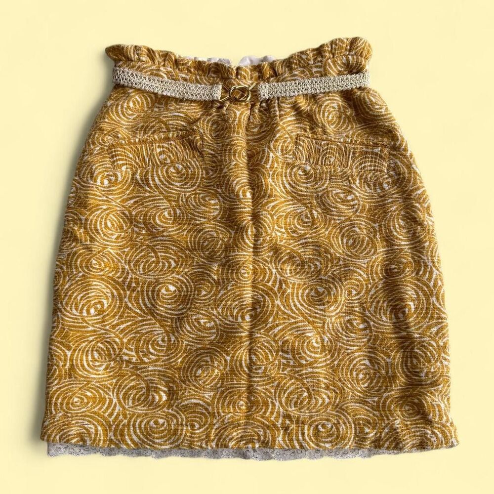 Anthropologie Size 2 Yellow and Cream Lace Hem Skirt
